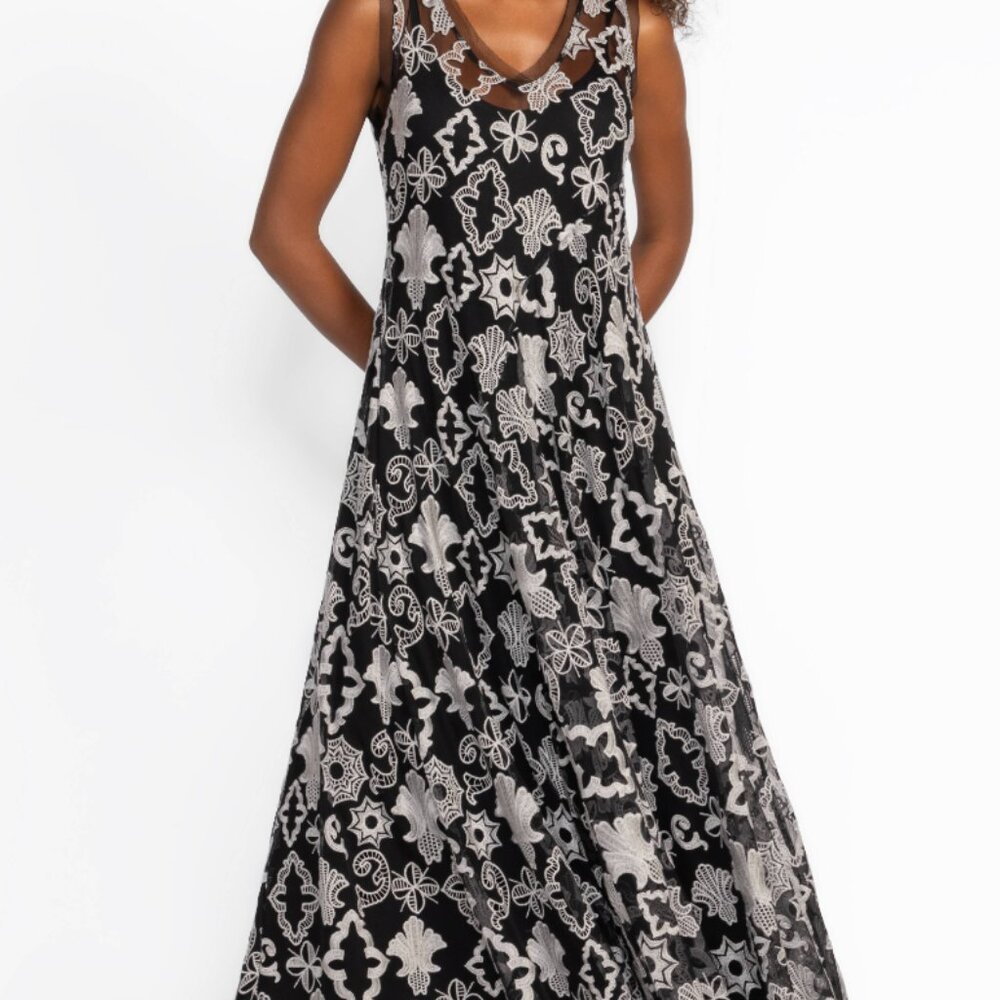 Johnny Was Chloe Mazzy Bias Dress Black and White